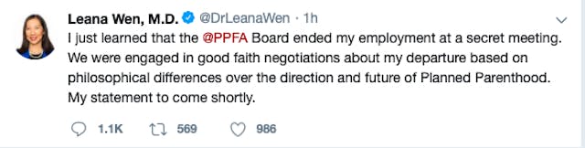 Now-fired Planned Parenthood prez Leana Wen had three wrong ideas about her organization image