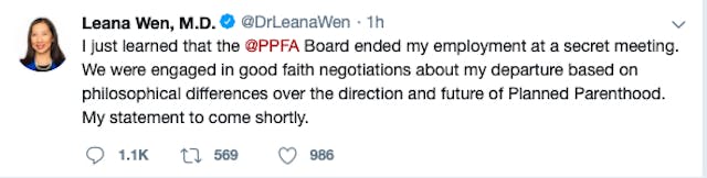 Now-fired Planned Parenthood prez Leana Wen had three wrong ideas about her organization image