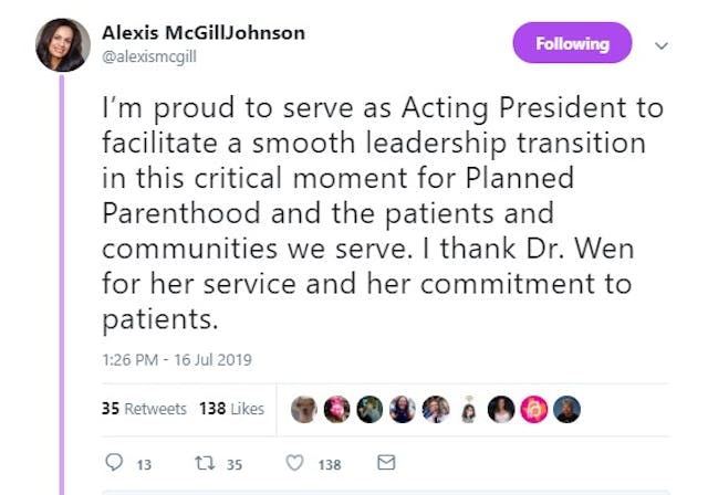 Image: Alexis McGill Johnson Planned Parenthood acting president 2019 (Image: Twitter)