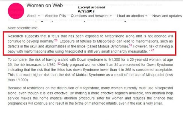Abortion orgs say babies will have birth defects if women don’t complete abortion pill process. Research says otherwise. image