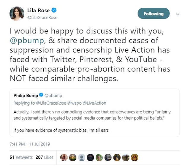 Lila Rose calls out WAPO correspondent Philip Bump over Tech censorship (Image: Twitter) Image: Lila Rose calls out WAPO correspondent Philip Bump over Tech censorship (Image: Twitter)