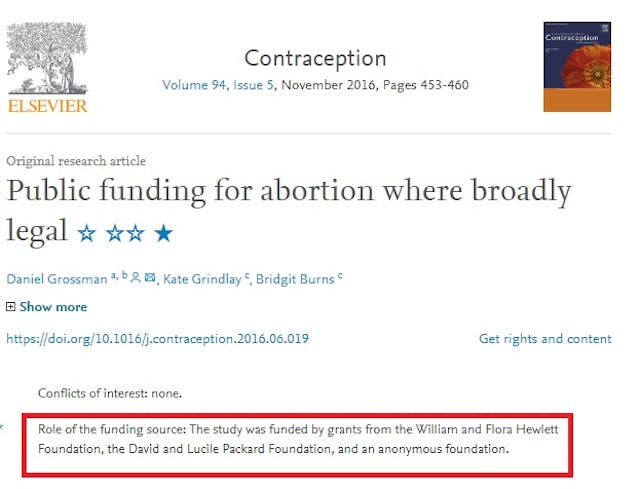 When pro-abortion studies hide their funding sources, why does the media ignore it? image