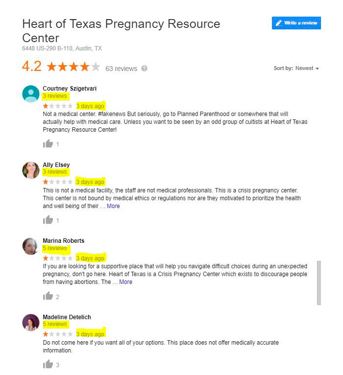 Abortion supporters left fake bad reviews about pregnancy centers. It backfired. image