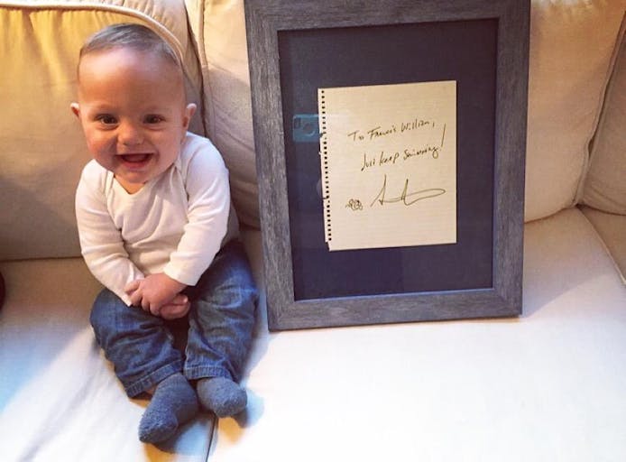 baby francis with autograph