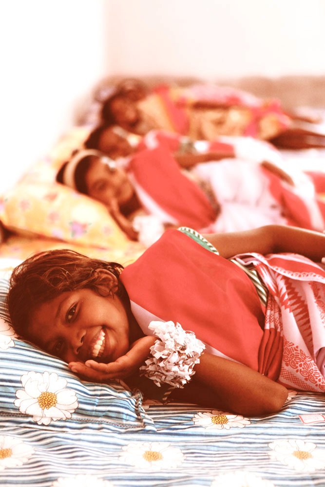 Girls at an orphanage built by the Hinnants.