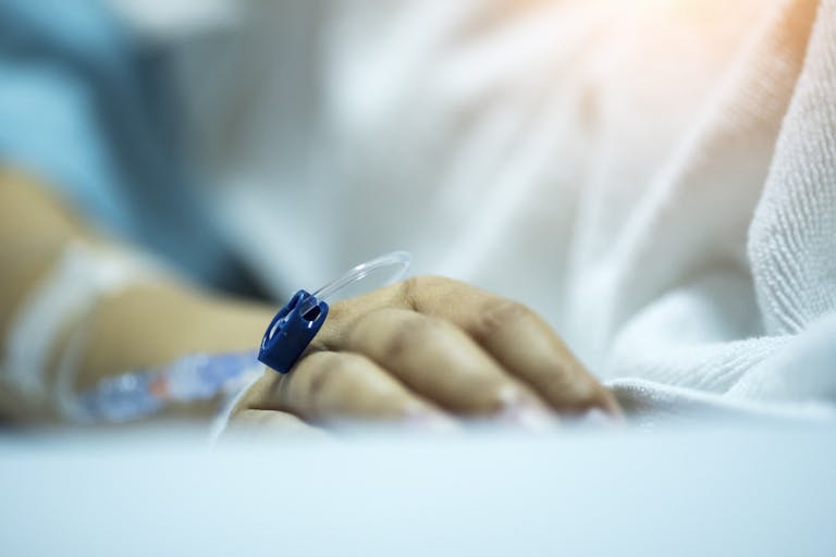 Photo: Getty Images hand of person in hospital