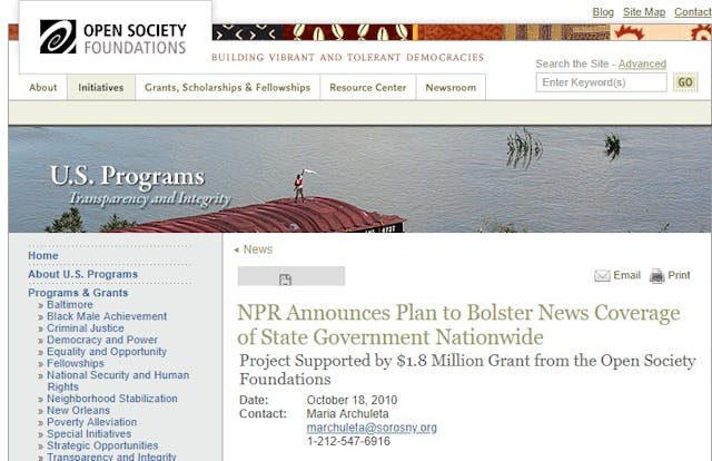 Image: George Soros Open Society Foundation gives 1.8 million to NPR