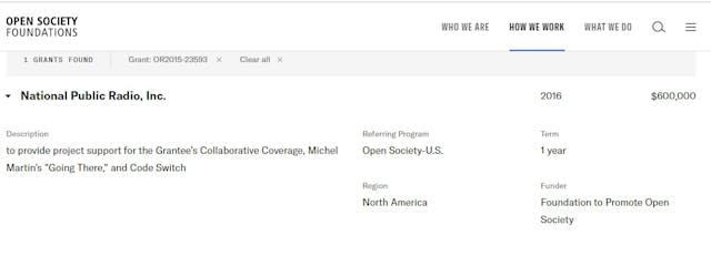 George Soros Open Society Foundation gives NPR 600K Image: George Soros Open Society Foundation gives NPR 600K