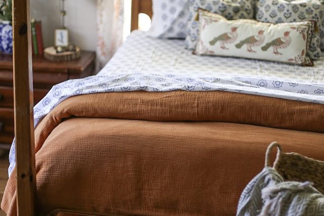 A beautifully made bed