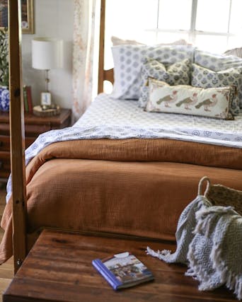 A beautifully made bed