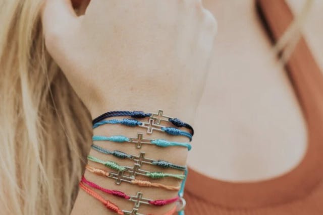 Colorful bracelets with a cross