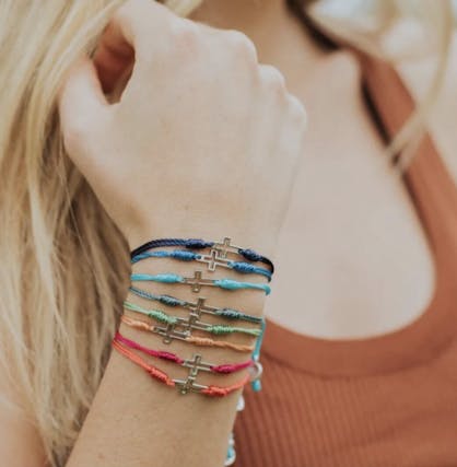 Colorful bracelets with a cross