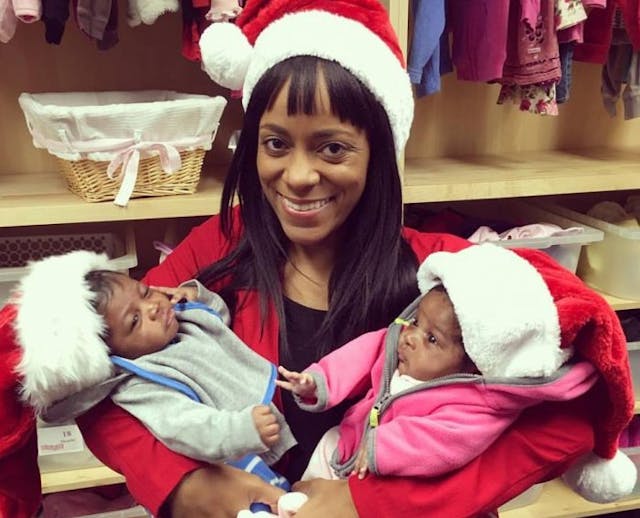 The author, Christina, with her client's twins