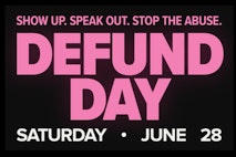 defund day graphic LAN