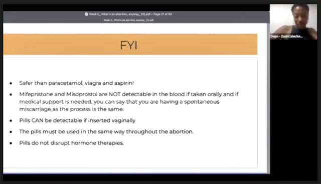 Screenshot: Youth ASC, AFY/DOPO – abortion pill Sex ed leader trains teens as ‘abortion doulas’ who lead women to lie about abortion pill injuries image
