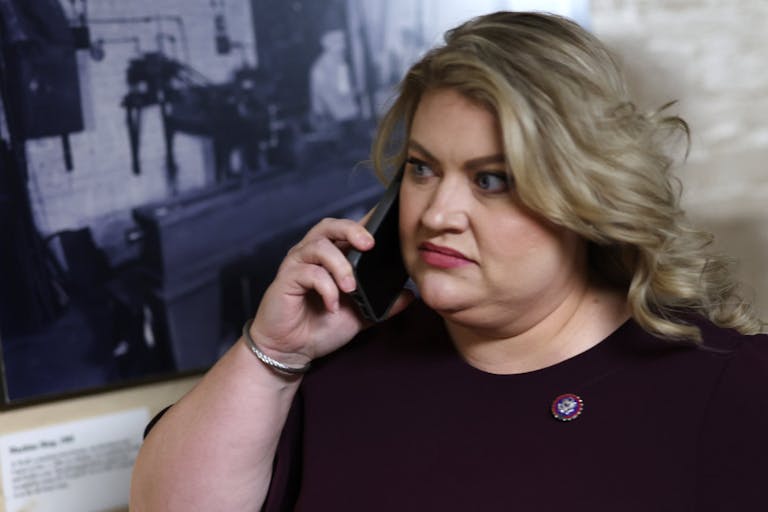 WASHINGTON, DC - SEPTEMBER 19: Rep. Kat Cammack (R-FL) arrives for a House Republican caucus meeting at the U.S. Capitol on September 19, 2023 in Washington, DC. A deal between factions of House Republicans to pass a stopgap spending bill and avoid a government shutdown will be tested Tuesday with a procedural vote. (Photo by Kevin Dietsch/Getty Images) House GOP Members Gather For Morning Caucus Meeting