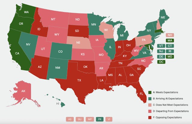 GLSEN. “State Report Card.” https://maps.glsen.org/state-report-card. Accessed 6/26/25. Trump HHS: Remove ‘gender ideology’ from sex ed program for at-risk youth, or lose funds image