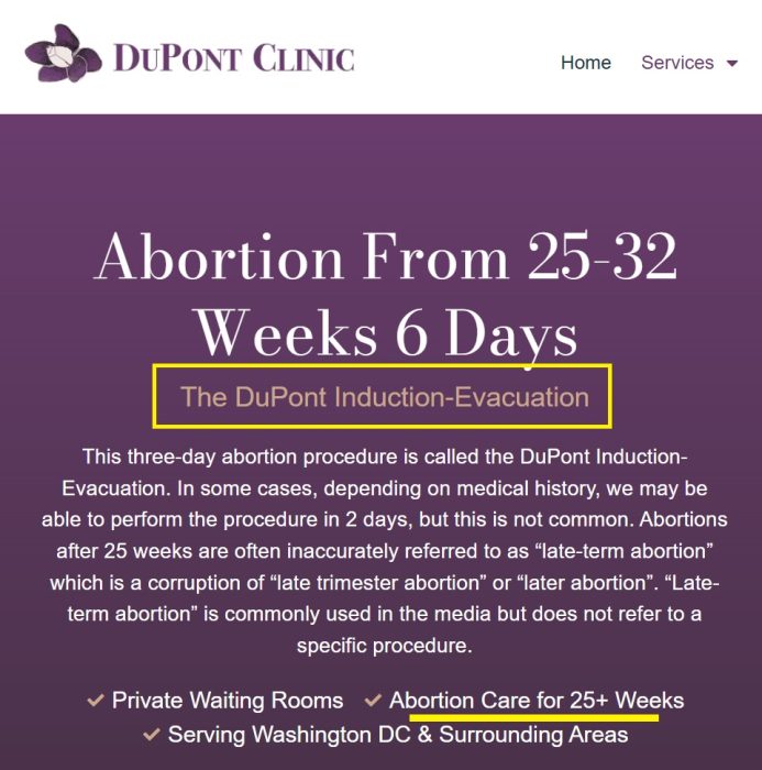 Dupont Clinic late term induction abortion