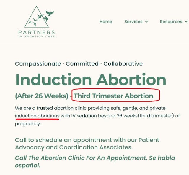 Partners in Abortion Care late term induction abortion