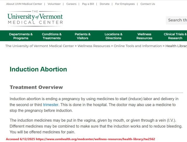 University of Vermont Late-term abortion in hospitals