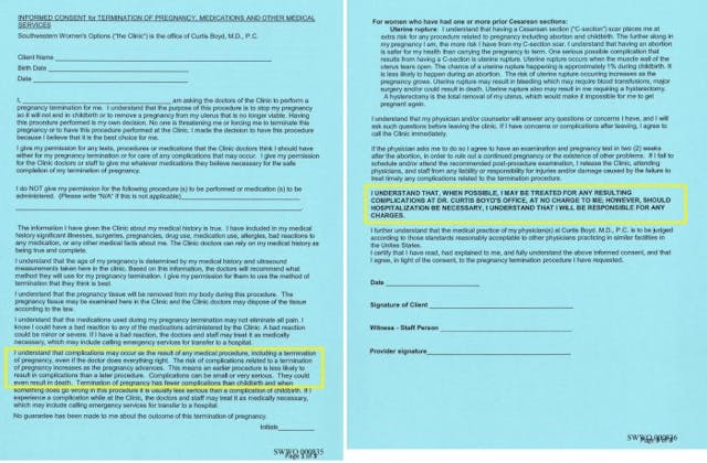 Curtis Boyd late-term abortion consent form Curtis Boyd late term abortion consent form