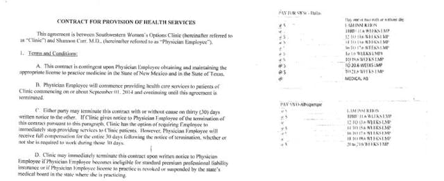 Shannon Carr contract with SWO and Curtis Boyd abortion