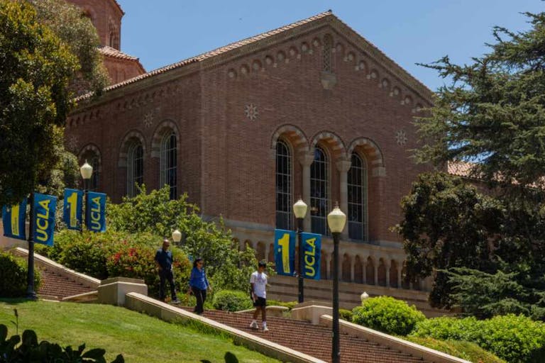 Westwood, CA - July 10: People walk around UCLA on Thursday, July 10, 2025 in Westwood, CA. (Juliana Yamada / Los Angeles Times via Getty Images) UCLA campus