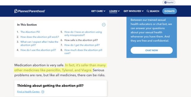 – Abortion pill is “safer that… penicillin, Tylenol, and Viagra” (https://archive.is/w7rk6) https://archive.is/w7rk6