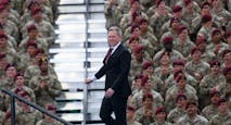 FORT BRAGG, NORTH CAROLINA - JUNE 10: U.S. Secretary of the Army Dan Driscoll walks on stage during a celebration open to the public in honor of the 250th anniversary of the U.S. Army on June 10, 2025 in Fort Bragg, North Carolina. U.S. President Donald Trump traveled to Fort Bragg Army base to observe a military demonstration and give remarks in honor of the anniversary. (Photo by Melissa Sue Gerrits/Getty Images)