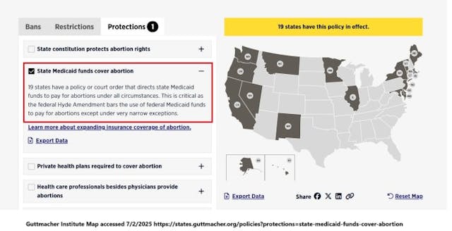 Guttmacher Institute 19 states fund abortion via state Medicaid dollars Guttmacher Institute 19 states fund abortion via state Medicaid dollars
