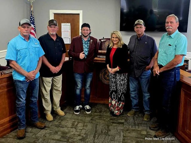 Shelby County Judge Allison Harbison and County Commissioners Roscoe McSwain, Shannon Metcalf, Stevie Smith, and Tom Bellmyer take a picture with Sanctuary Cities for the Unborn Initiative founder Mark Lee Dickson after the historic vote. (Photo: Mark Lee Dickson) Ninth Texas county outlaws abortion and use of roads for ‘abortion trafficking’ image