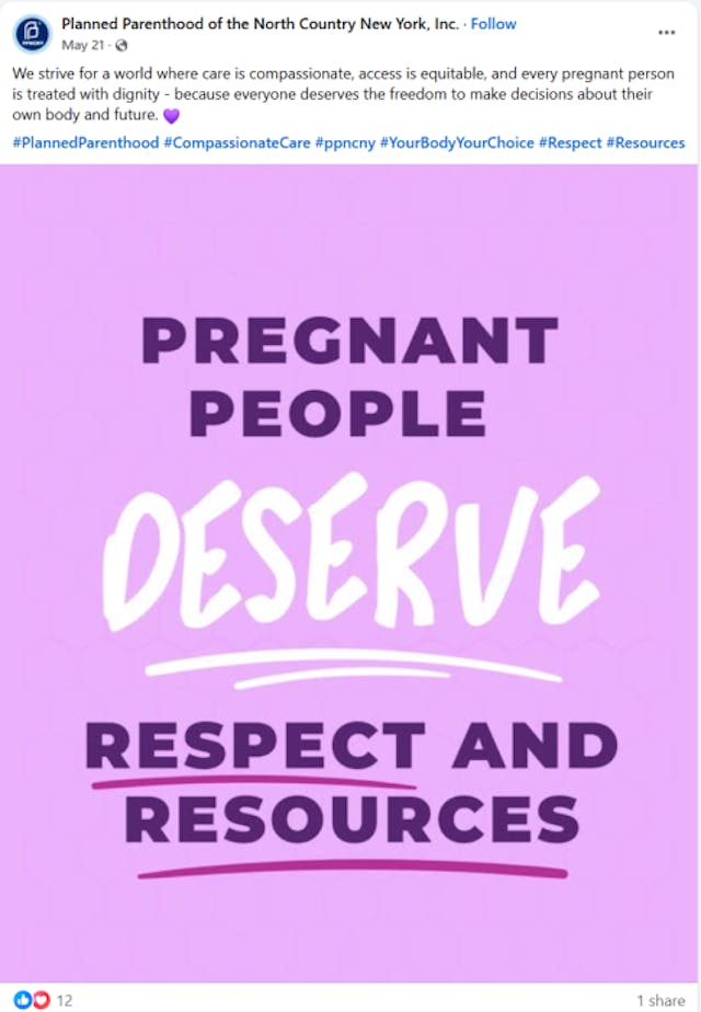 Planned Parenthood’s ‘mission creep’ refers to women as ‘pregnant people’ (Image: Facebook) Planned Parenthood's 'mission creep' refers to women as 'pregnant people' (Image: Facebook)