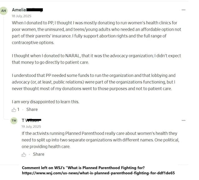 Planned Parenthood donor very disappointed with org’s mission creep Planned Parenthood donor very disappointed with org's mission creep