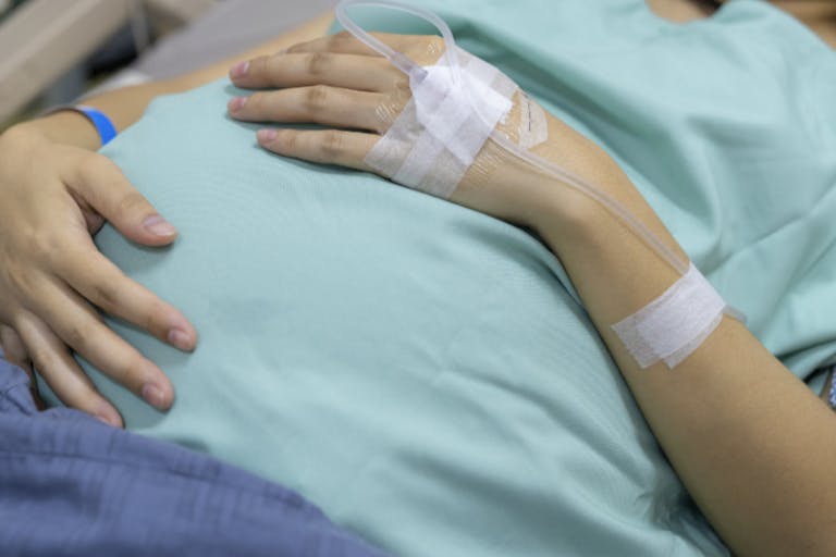 woman is waiting to give birth at hospital