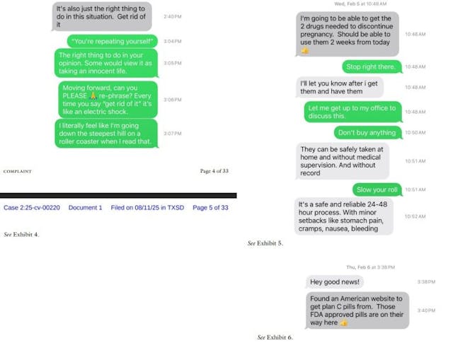 Abortion pill wrongful death lawsuit email exchange exhibits 4, 5, and 6 Abortion pill wrongful death lawsuit email exchange exhibits 4, 5, and 6