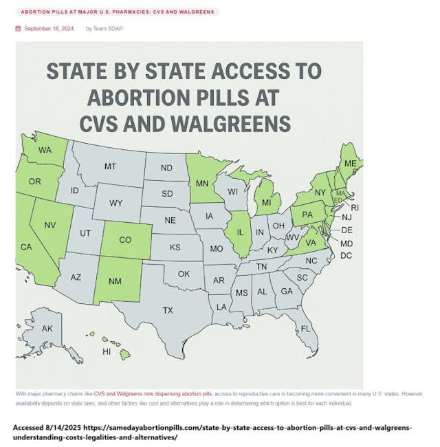 CVS and Walgreens map at Same Day Abortion Pills website CVS and Walgreens map at Same Day Abortion Pills website
