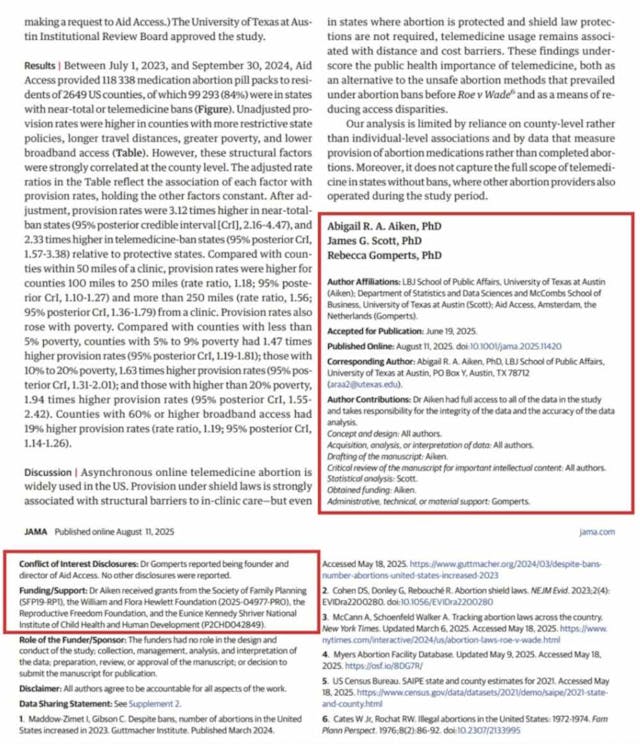JAMA Research Letter Aid Access (2) Abortion pill dispensary ‘leverages’ pro-abortion shield laws to exploit pro-life states image