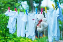 baby clothes, clear baby linnen in garden baby clothes