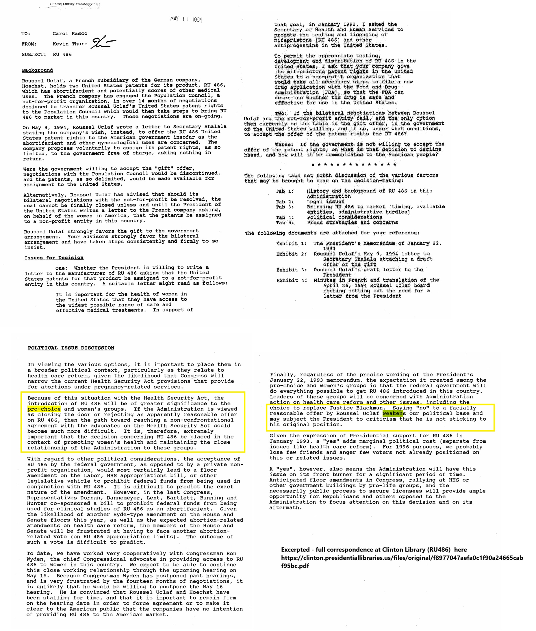 Abortion Pill correspondence