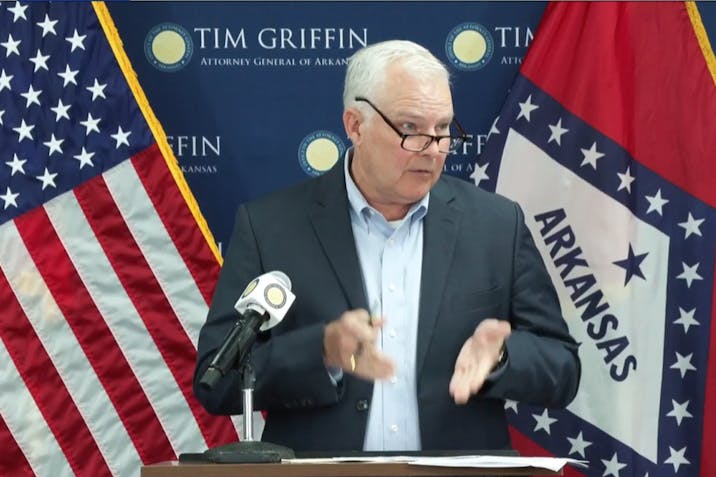 Screenshot - Arkansas AG press conference Arkansas AG Tim Griffin speaks at press conference