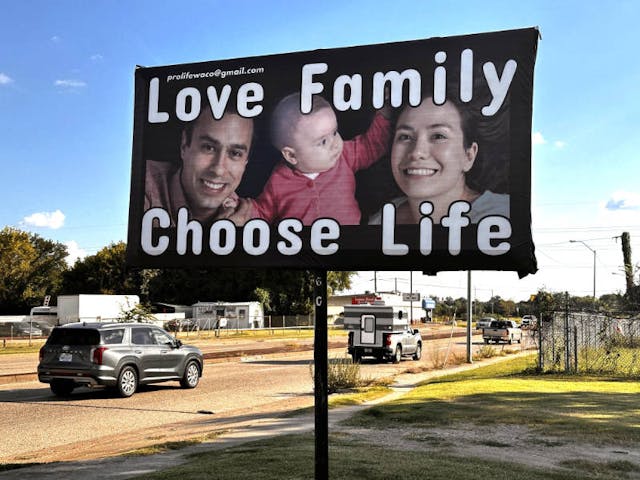 Billboard in Waco (Photo: Pro-Life Waco)
