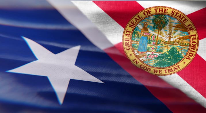 Texas and Florida flags