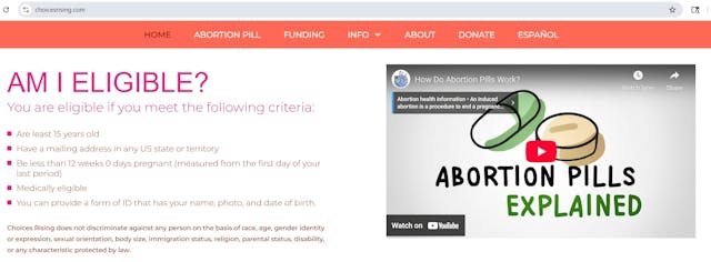 Choice Rising sells abortion pills to teens as young as 15