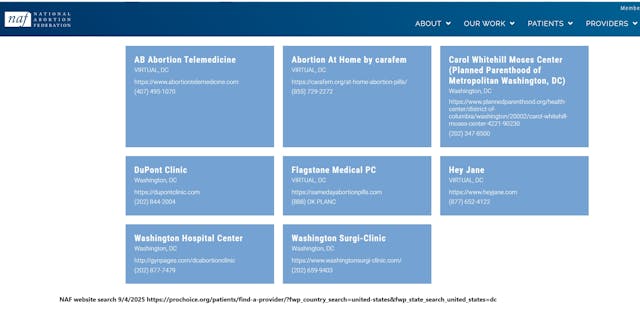 National Abortion Federation refers to unlicensed Washington Surgi clinic