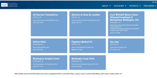 National Abortion Federation refers to unlicensed Washington Surgi clinic