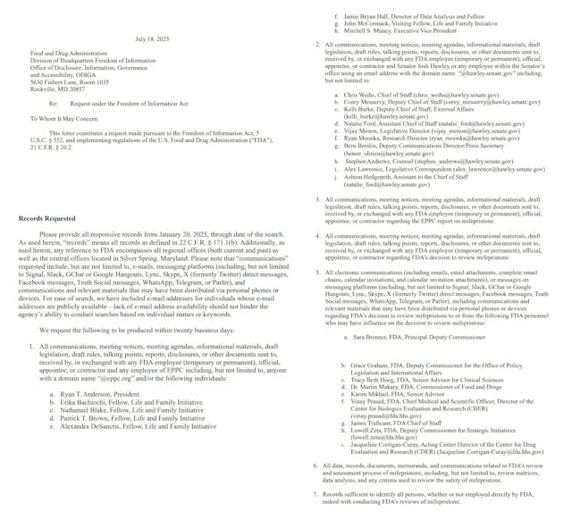 EXCERPTS of FOIA to FDA over abortion pill review by Center for Reproductive Rights CFRR