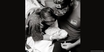 Country star Drake White and his wife, Alex, hold their daughter Della in the hospital.