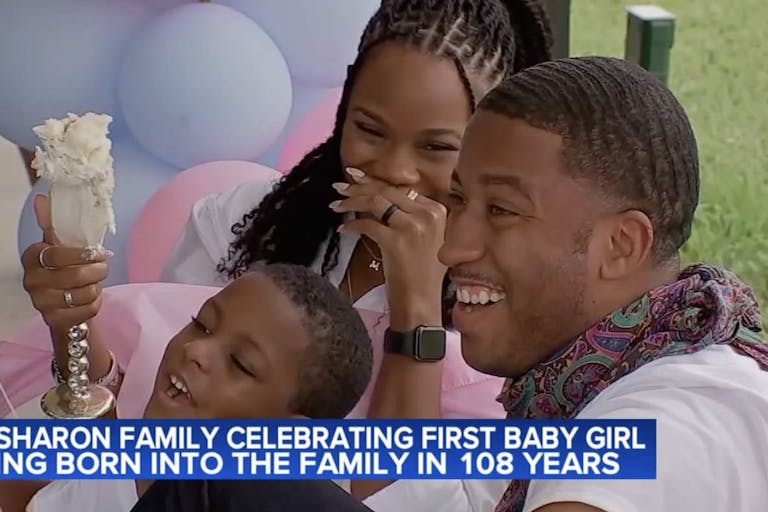 Screenshot: ABC13 News Rosharon family celebrates first baby girl in over a century