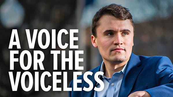 Charlie Kirk, caption: A voice fo the voiceless