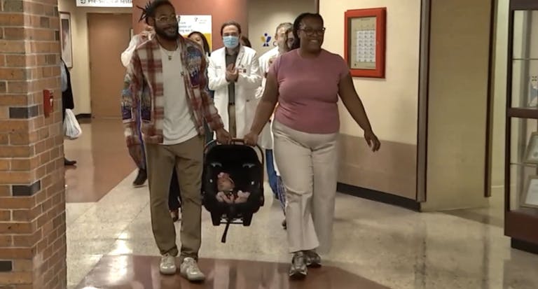 Trinity and her parents leave Mercy Hospital
